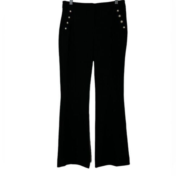 White House Black Market Black Sailor Style Pearl Button Boot Cut Pants Size 6 - Picture 1 of 12
